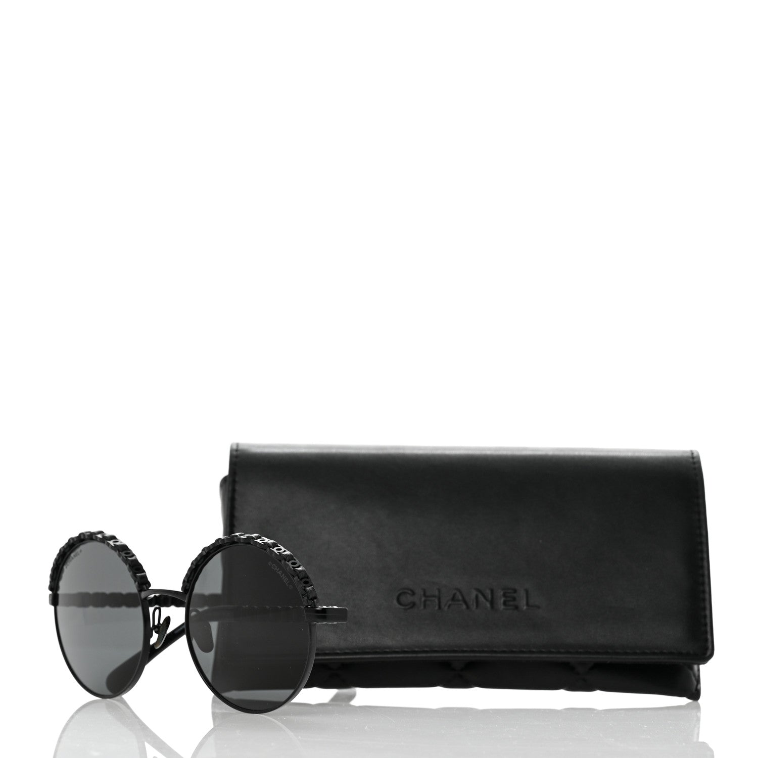 Chanel Metal Calfskin Round Chain Sunglasses 4265-Q Black 8 of 8