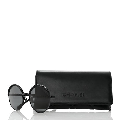 Chanel Metal Calfskin Round Chain Sunglasses 4265-Q Black 8 of 8