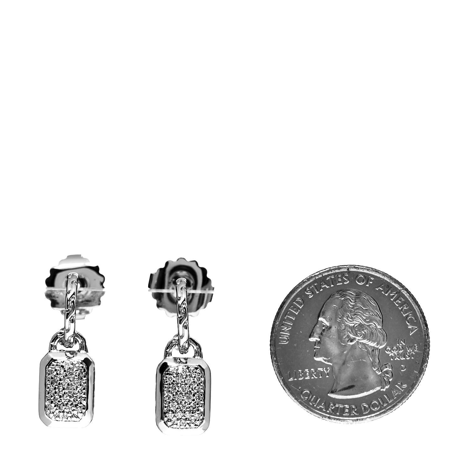 John Hardy Sterling Silver Diamond Pave Drop Hoop Earrings 2 of 4