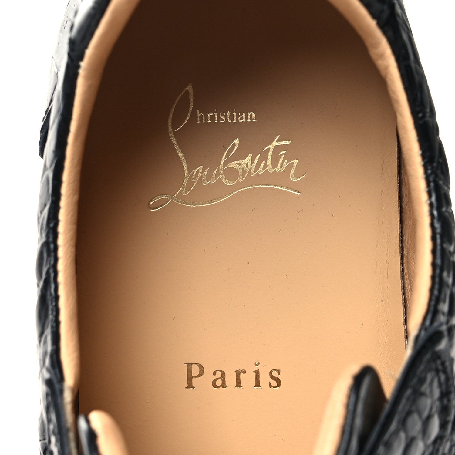 Christian Louboutin Calfskin Alligator Embossed Vieirissima Orlato Flat Sneakers 39 Black 8 of 11