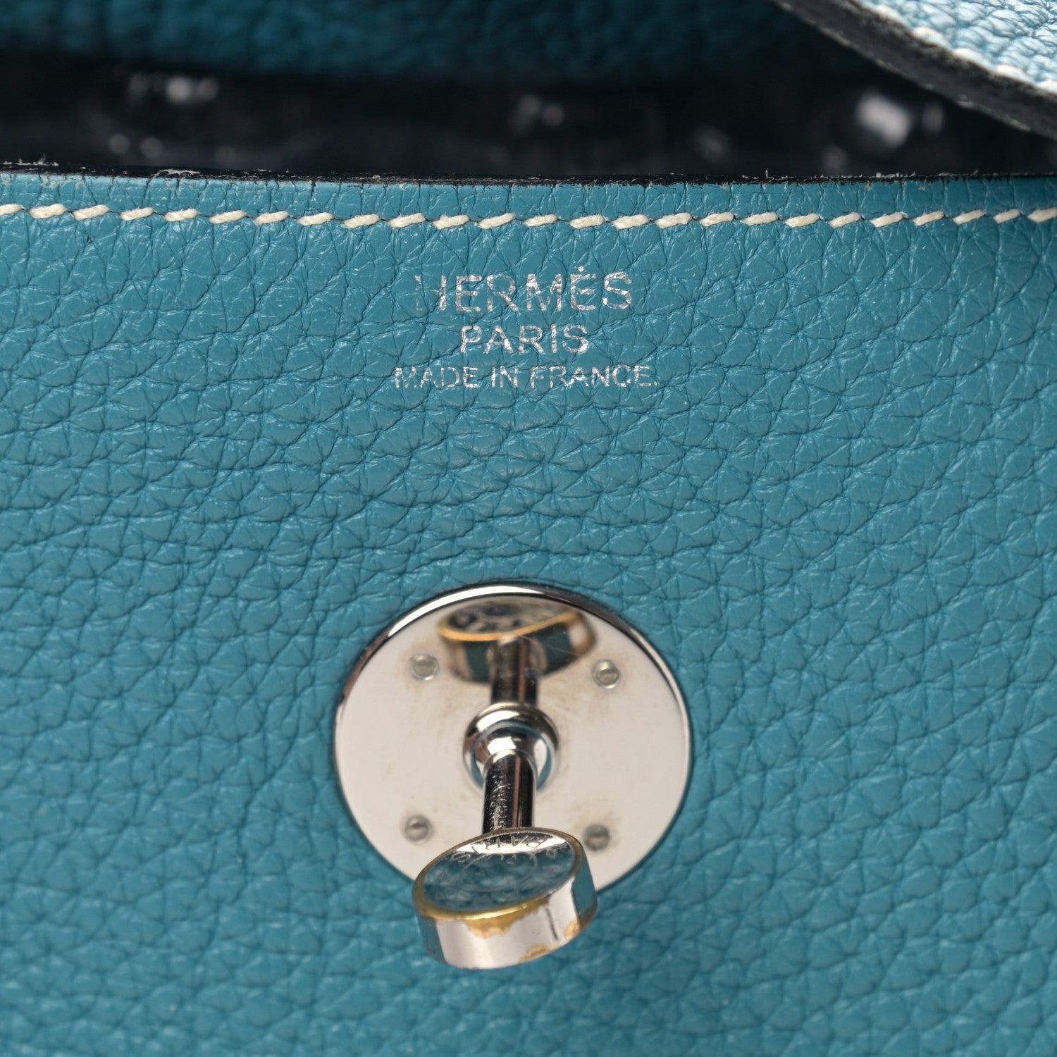 Hermes Taurillon Clemence Lindy 30 Blue Jean 6 of 15