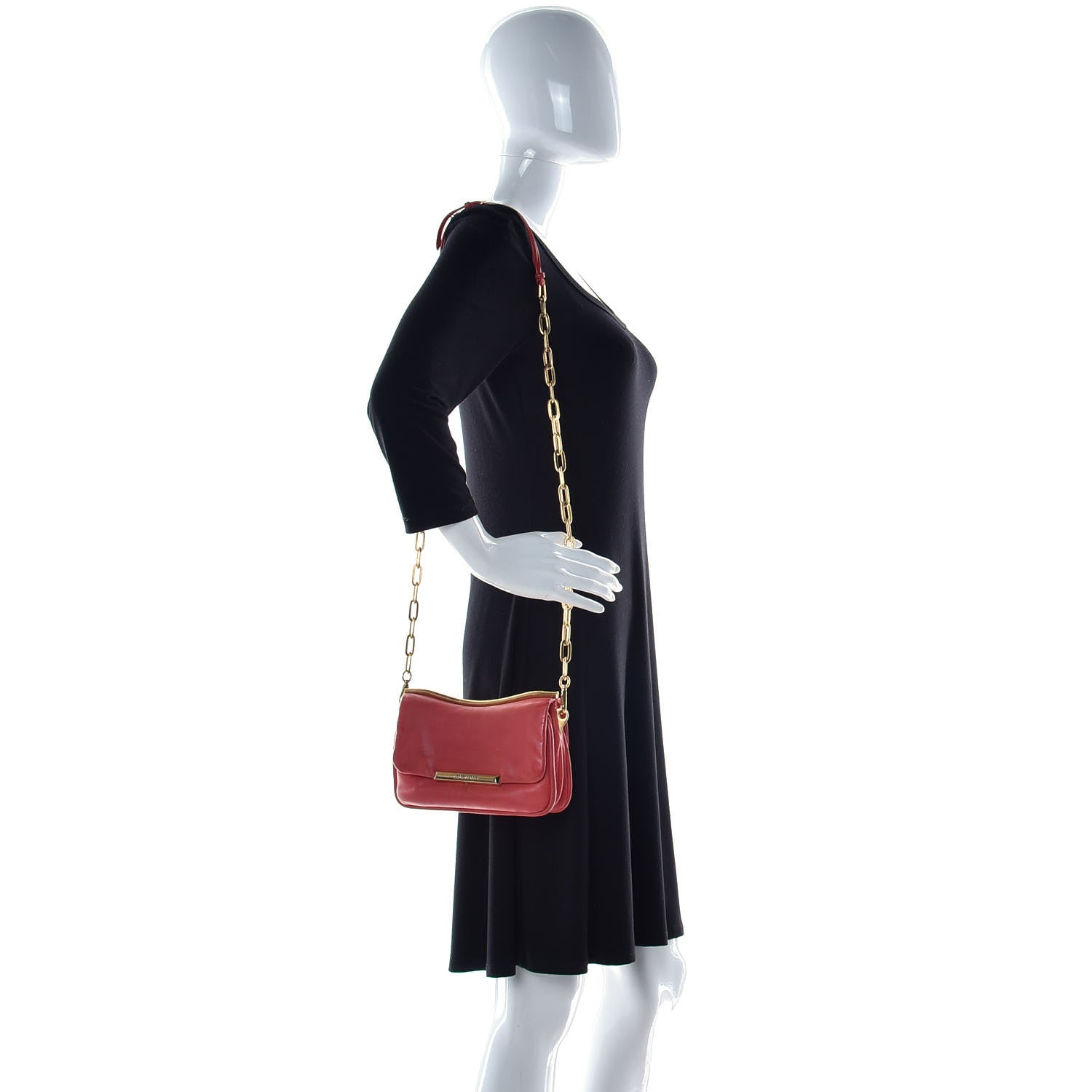 Miu Miu Nappa Shoulder Bag With Chain Red 2 of 20