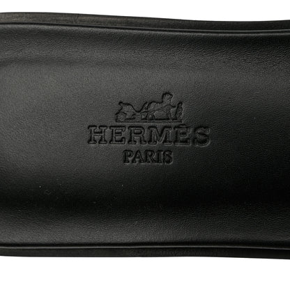 Hermes Box Calfskin Oran Sandals 39.5 Black 6 of 10