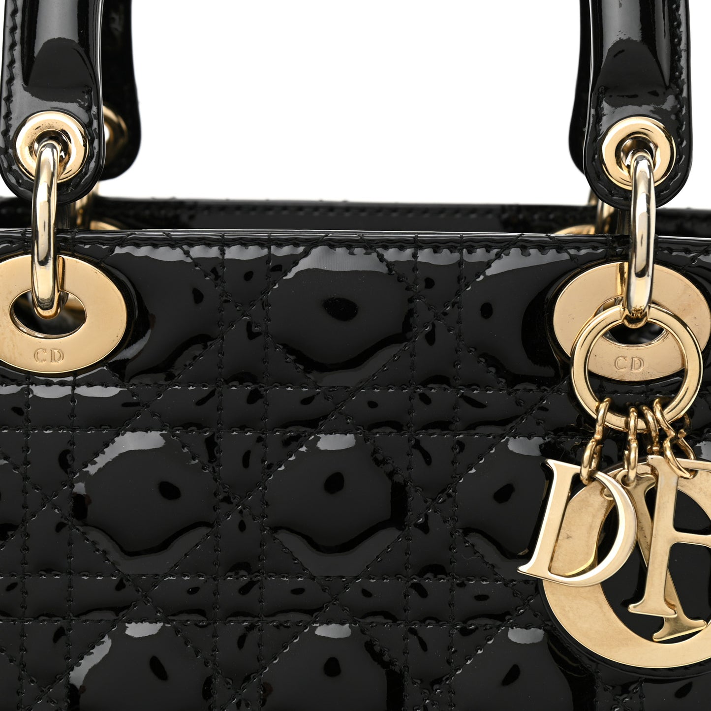 Patent Cannage Small Lady Dior Black