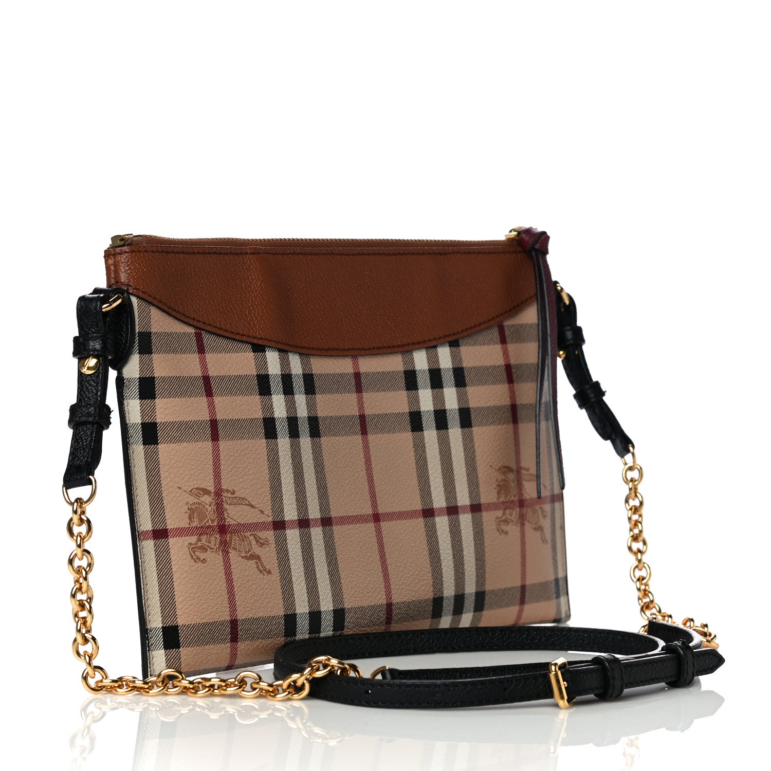 Burberry Haymarket Check Peyton Crossbody Clutch Bag Toffee 3 of 10