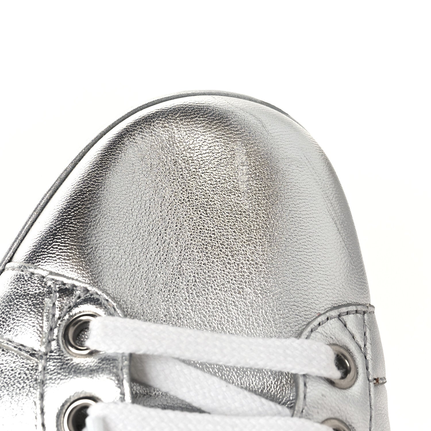 Gucci Metallic Nappa Interlocking G Perforated Womens Ace Sneakers 39.5 Silver 9 of 9