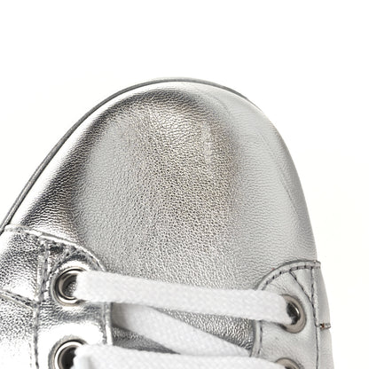 Gucci Metallic Nappa Interlocking G Perforated Womens Ace Sneakers 39.5 Silver 9 of 9
