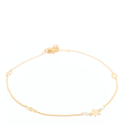 Gucci 18K Yellow Gold Diamond Star GG Station Bracelet 1 of 5