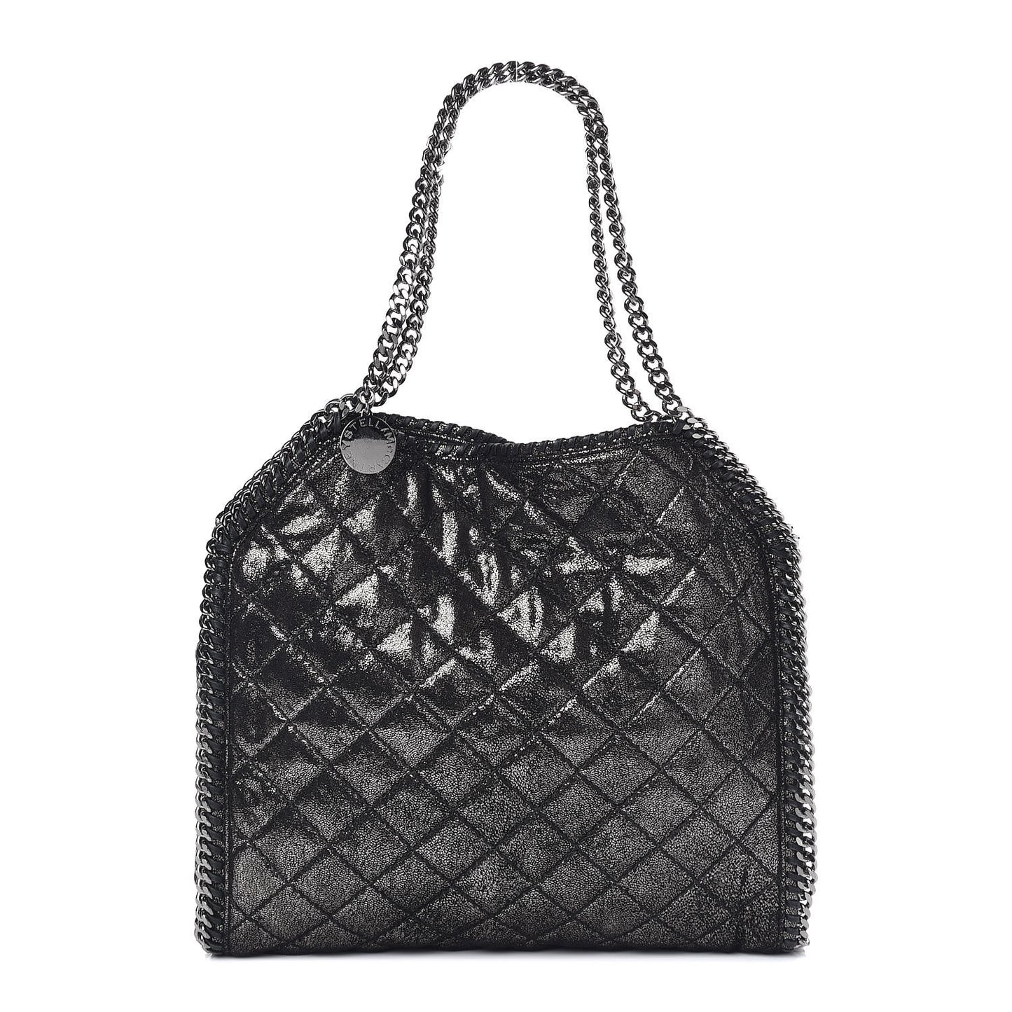 Chamois Shiny Dotted Quilted Small Falabella Tote Ruthenium