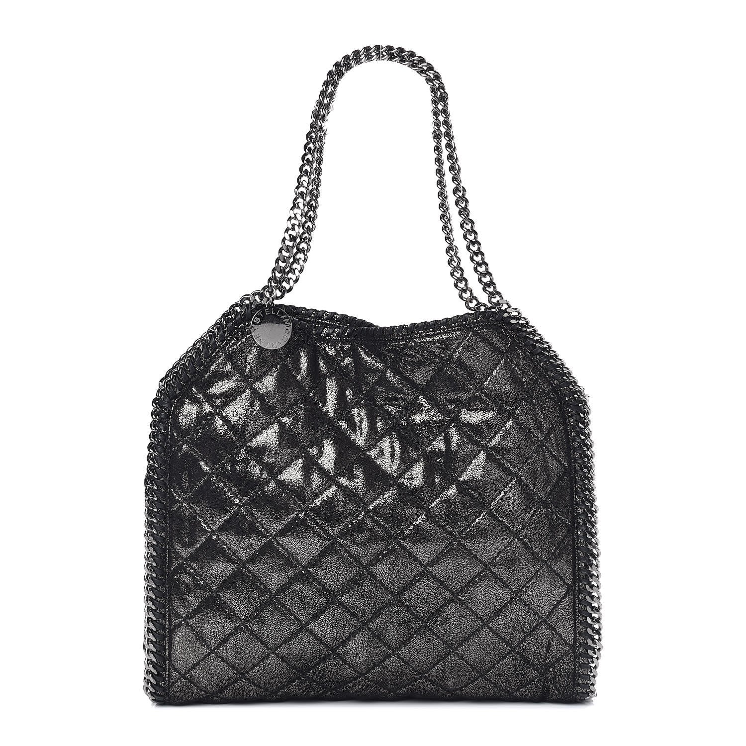 Stella McCartney Chamois Shiny Dotted Quilted Small Falabella Tote Ruthenium 1 of 9