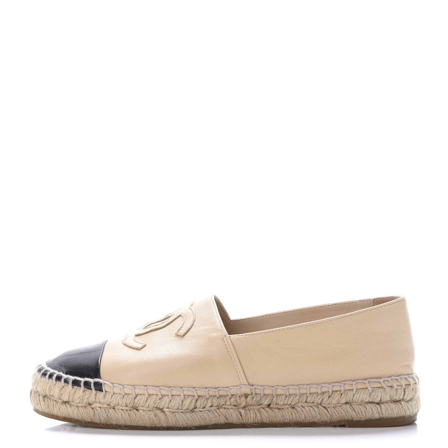 Lambskin CC Espadrilles 37 Beige Black