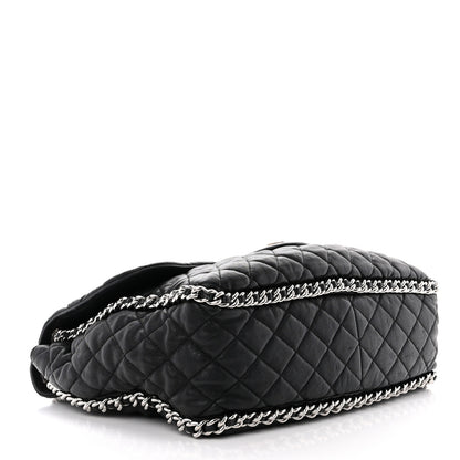 Chanel Washed Lambskin Quilted Maxi Chain Around Flap Black 4 of 16