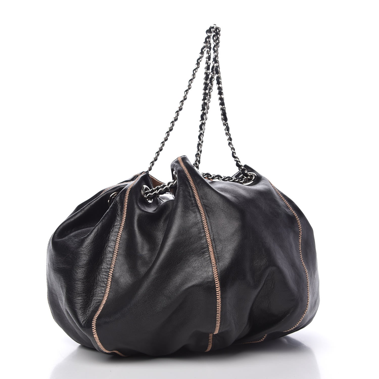 Chanel Lambskin Satin Reversible Sac Cordon Black 16 of 21