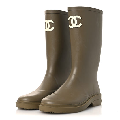 Chanel Caoutchouk CC High Boots 39 Dark Beige 4 of 14