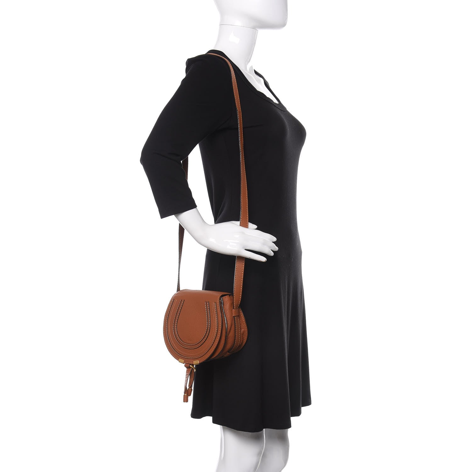 Chloe Calfskin Mini Marcie Round Crossbody Bag Tan 2 of 9