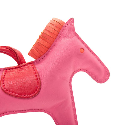 Hermes Milo Lambskin Grigri Rodeo Horse Bag Charm MM Rose Azalee Orange Poppy 5 of 8