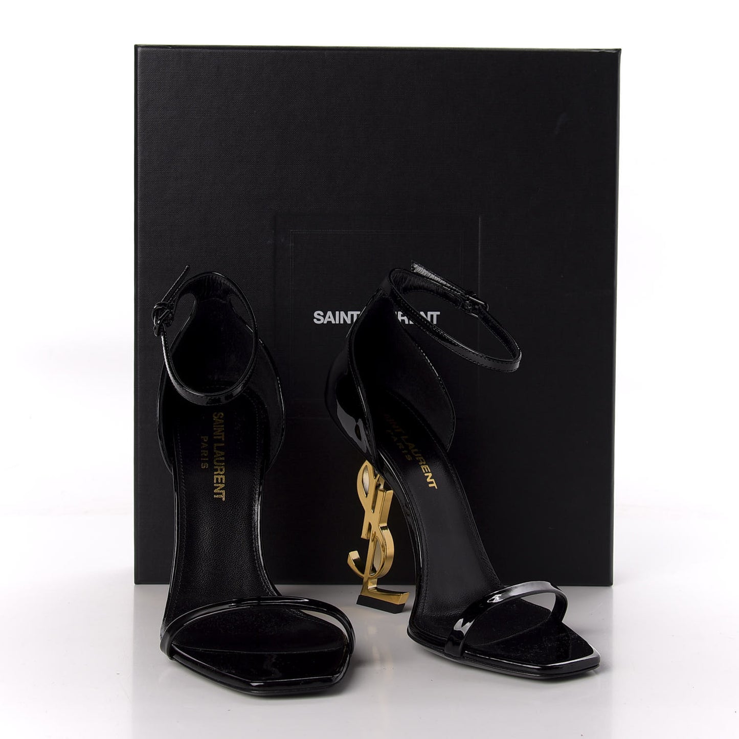 Patent Calfskin Opyum 110 Sandals 36 Black Gold