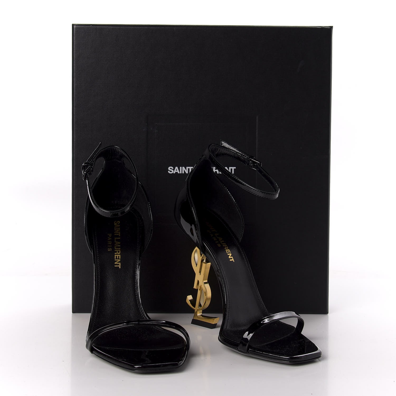 Saint Laurent Patent Calfskin Opyum 110 Sandals 36 Black Gold 9 of 9