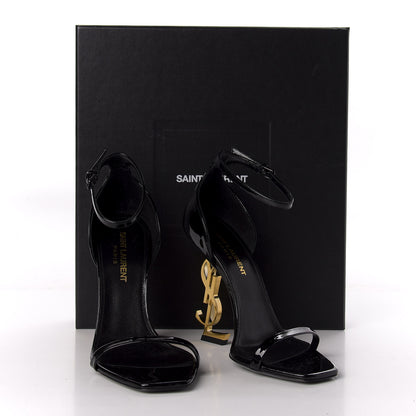 Saint Laurent Patent Calfskin Opyum 110 Sandals 36 Black Gold 9 of 9