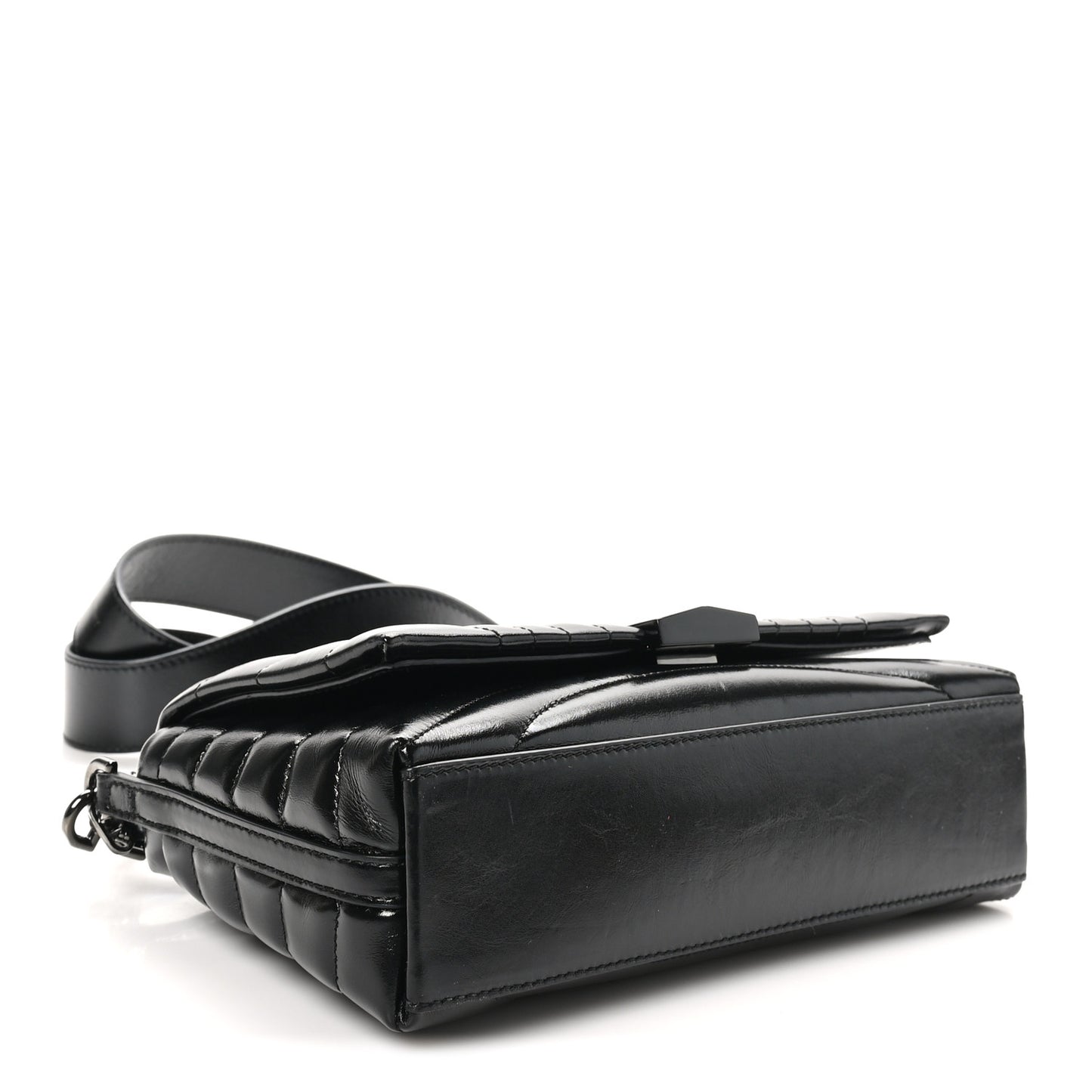 Shiny Calfskin 4G Quilted Small Shoulder Bag Black