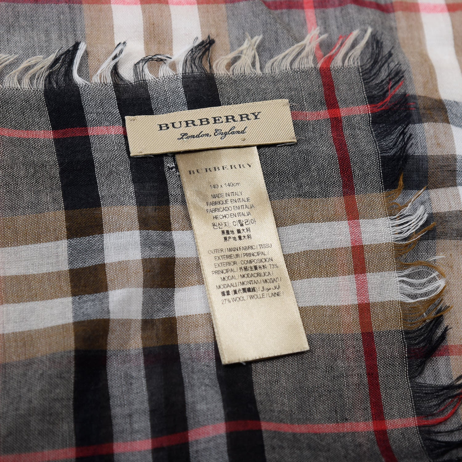 Burberry Modal Wool Castleford Check Lightweight Scarf Camel 3 of 3