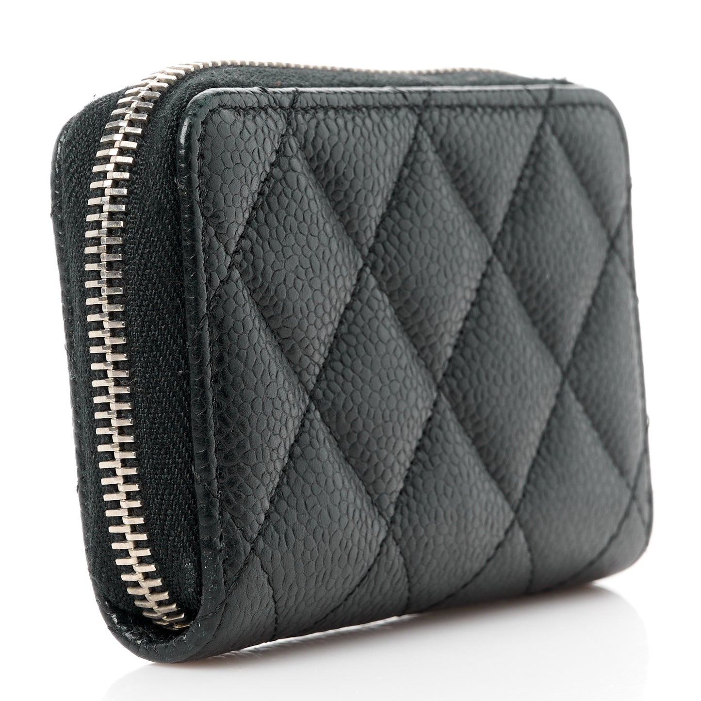 Caviar Quilted Zip Coin Purse Black