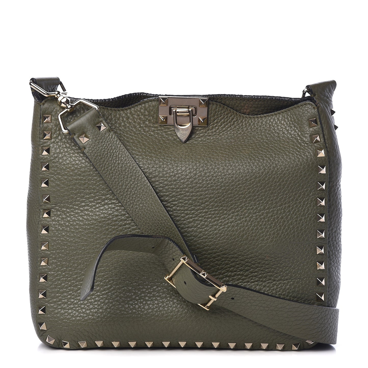 Pebbled Calfskin Small Rockstud Flip-Lock Messenger Bag Oasis