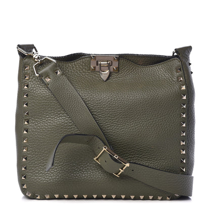 Valentino Garavani Pebbled Calfskin Small Rockstud Flip-Lock Messenger Bag Oasis 1 of 18