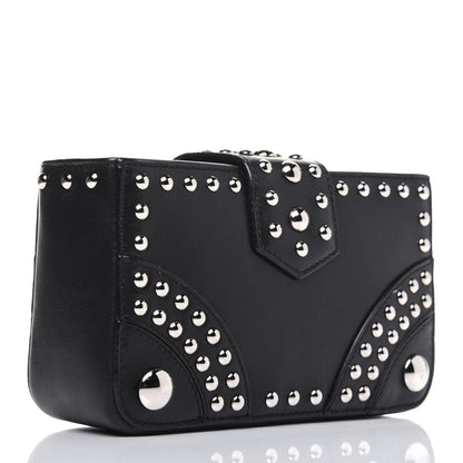 Prada Soft Calf Studded Clutch Black 3 of 12
