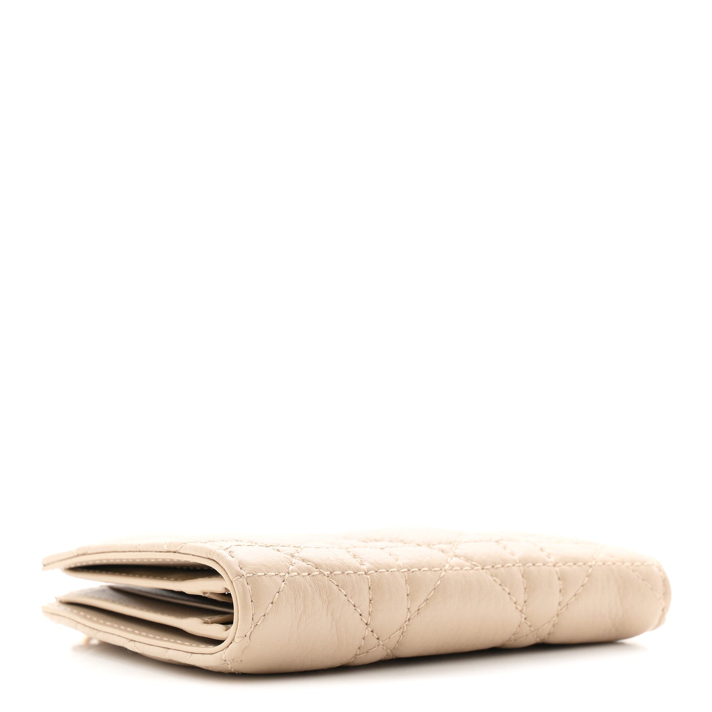 Grained Calfskin Supple Cannage Caro Dahlia Wallet Beige Beige