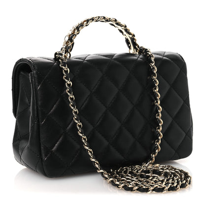 Chanel Lambskin Quilted Mini Crystal Top Handle Rectangular Flap Black 3 of 13