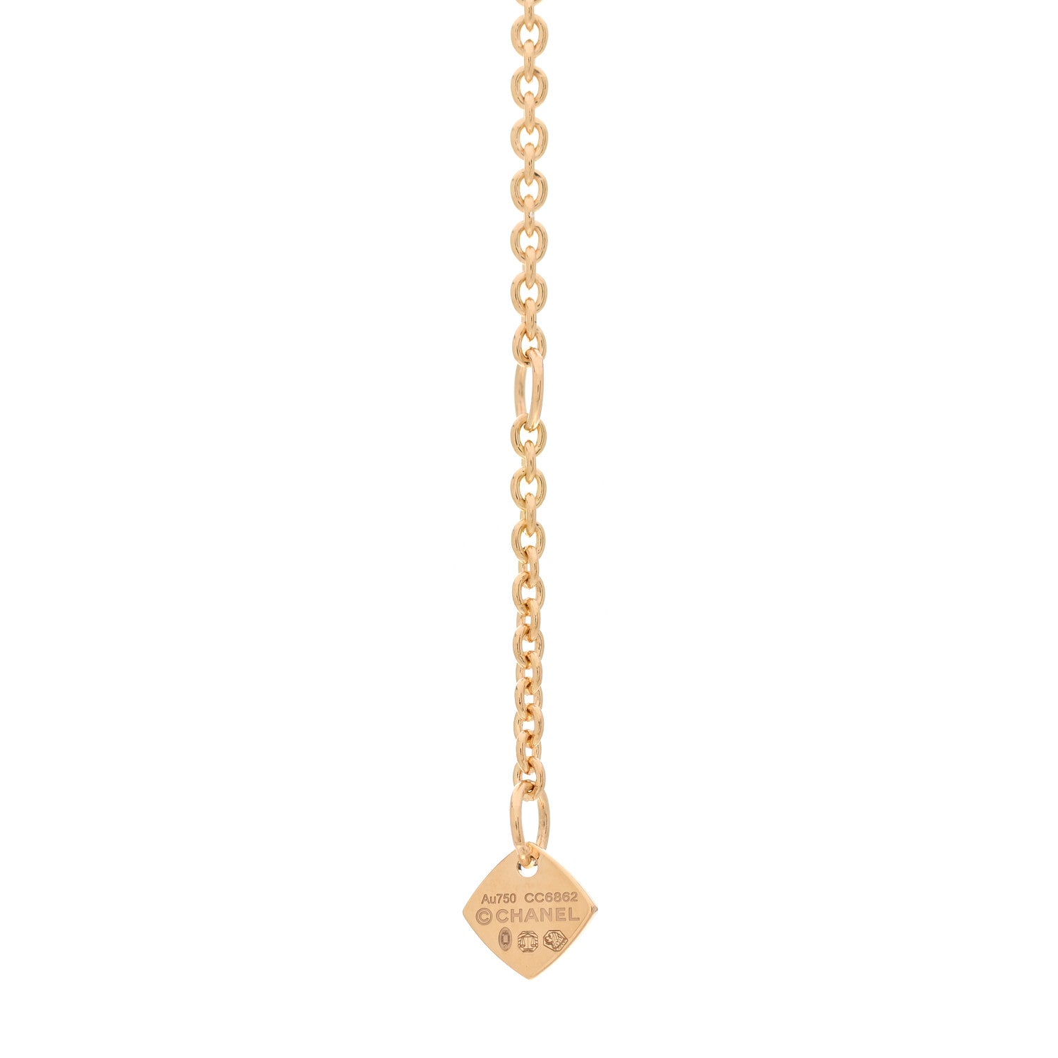 Chanel 18K Yellow Gold Diamond Coco Crush C Necklace 6 of 7