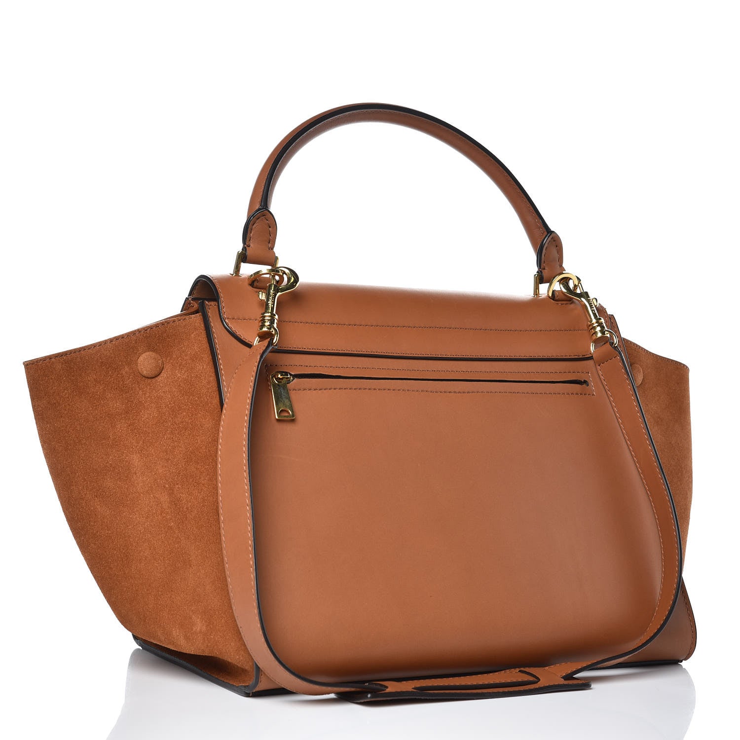 Celine Natural Calfskin Suede Medium Trapeze Tan 3 of 13