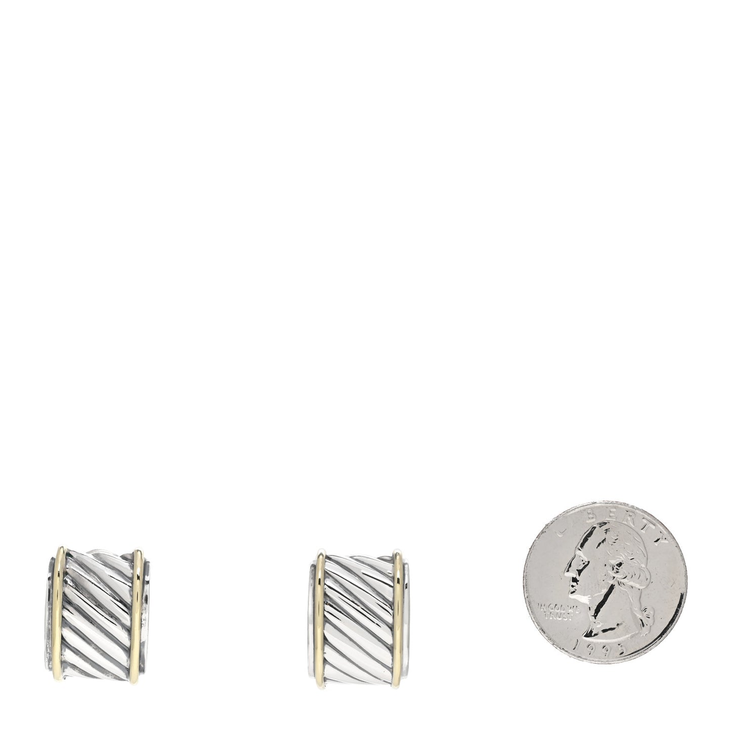 Sterling Silver 14K Yellow Gold Cable Classics Cigar Band Earrings