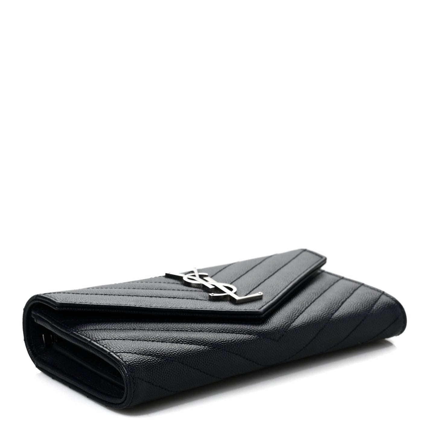 Grain De Poudre Matelasse Chevron Monogram Flap Wallet Black
