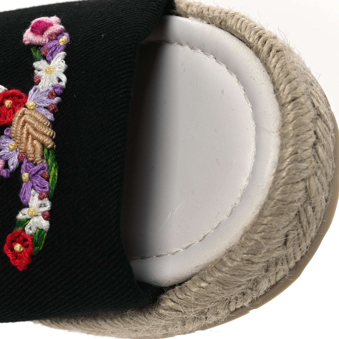 Cotton Floral CC Espadrille Slip On Sandals 40 Black