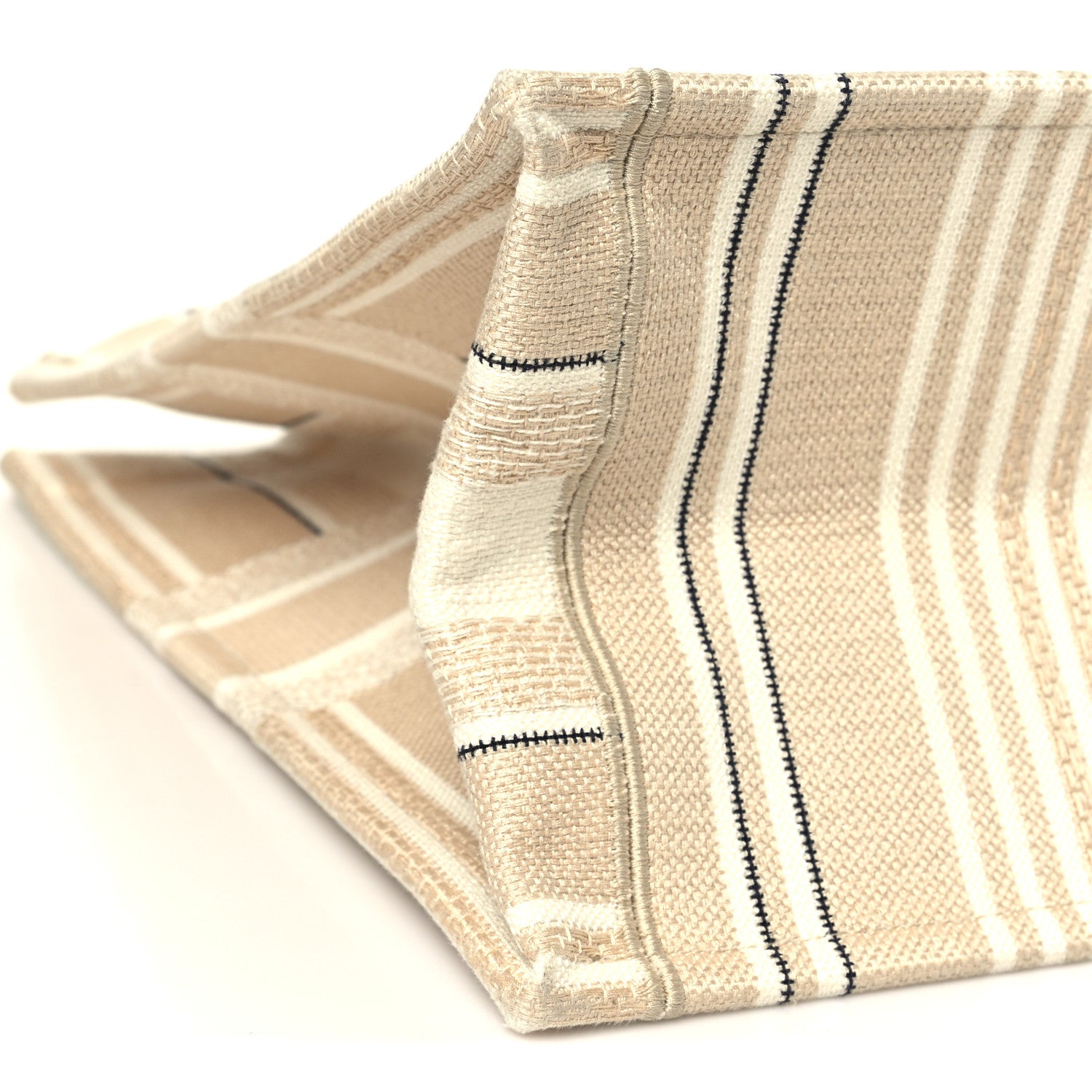 Christian Dior Canvas Embroidered Large Stripes Book Tote Beige 8 of 9