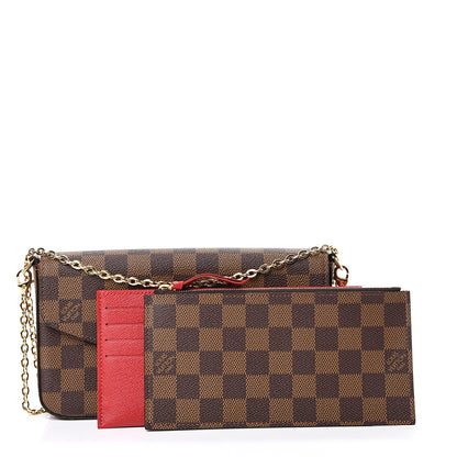 Louis Vuitton Damier Ebene Pochette Felicie Chain Wallet 2 of 15