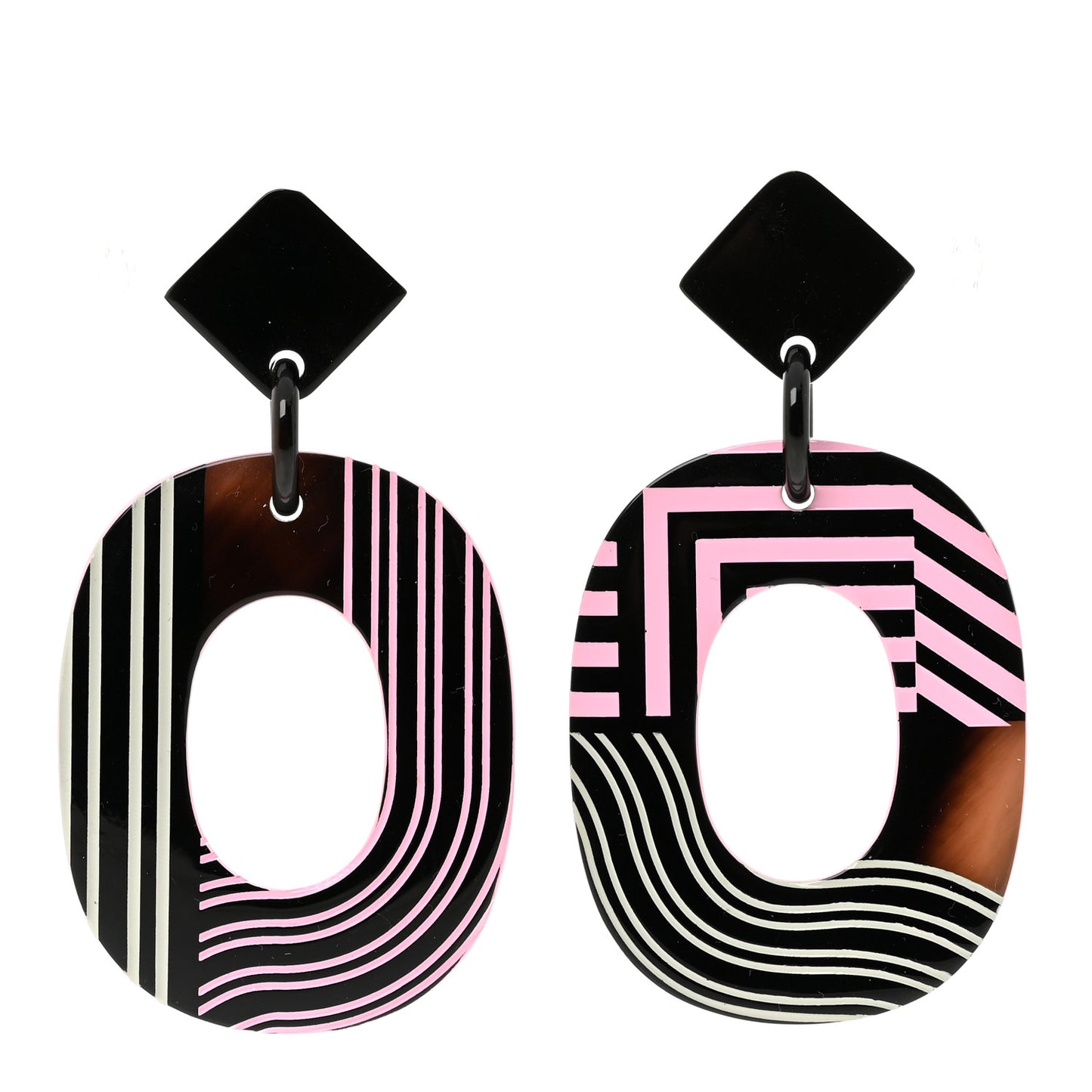 Buffalo Horn Lacquered Wood Isthme Pop Earrings Rose Fever Gris Clair