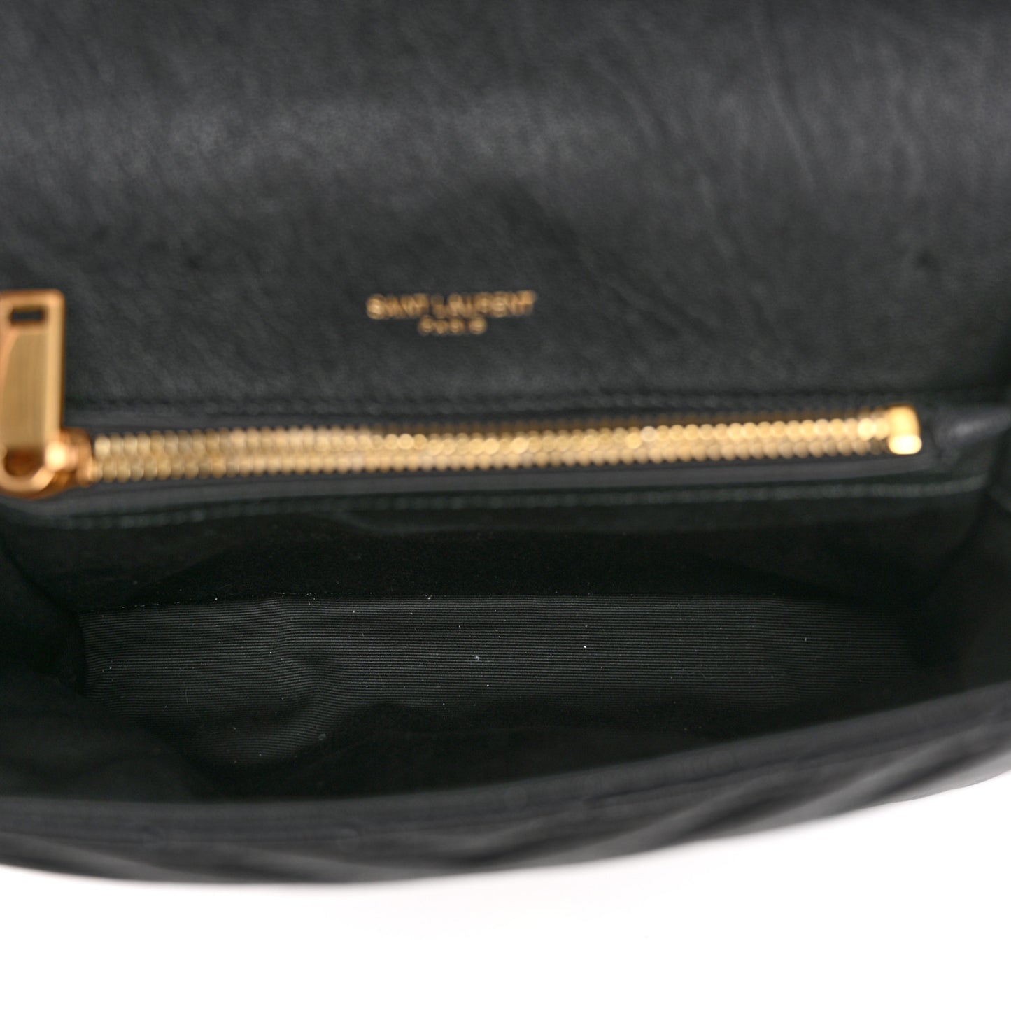 Sheepskin Matelasse Chevron Monogram Medium College Bag Black