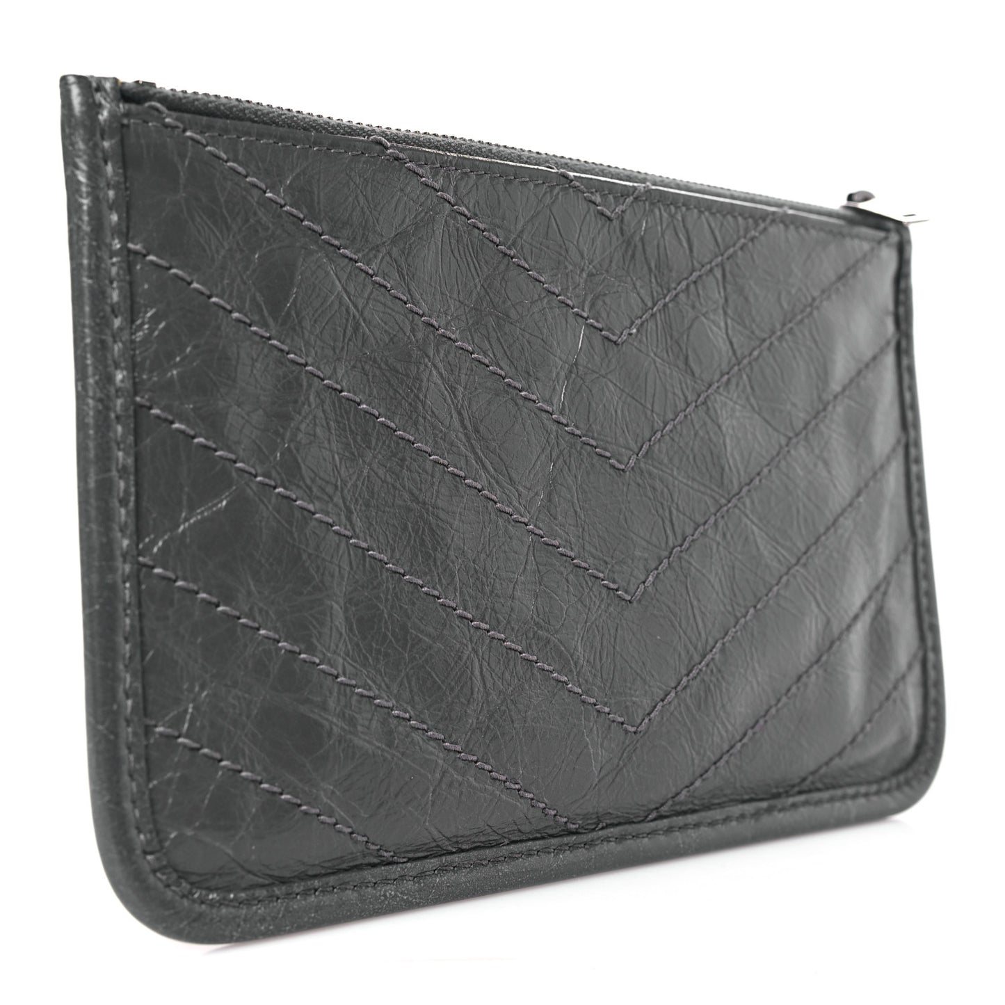 Crinkled Calfskin Matelasse Monogram Niki Bill Pouch Storm