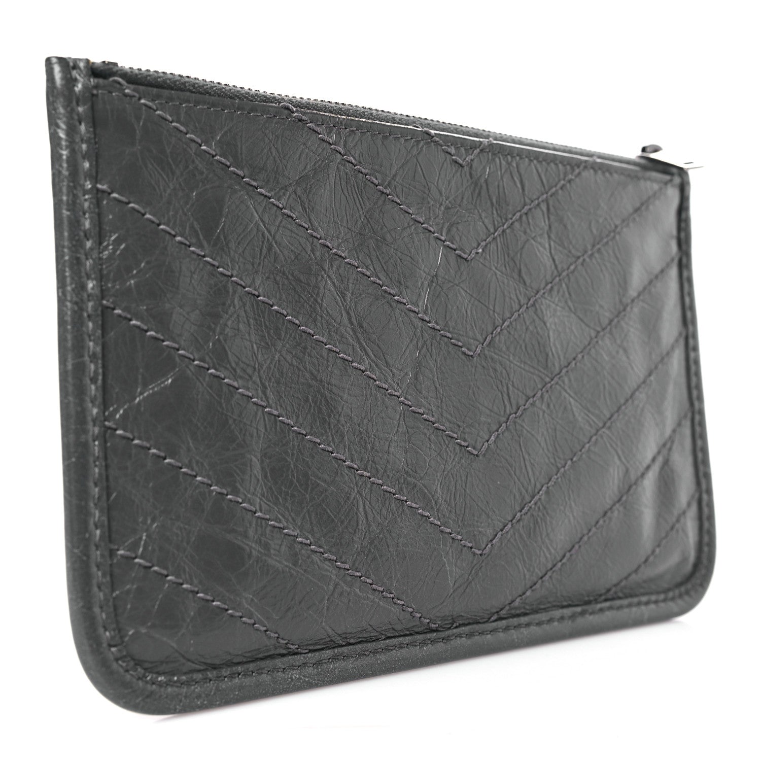 Saint Laurent Crinkled Calfskin Matelasse Monogram Niki Bill Pouch Storm 3 of 9