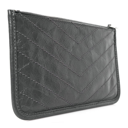Saint Laurent Crinkled Calfskin Matelasse Monogram Niki Bill Pouch Storm 3 of 9