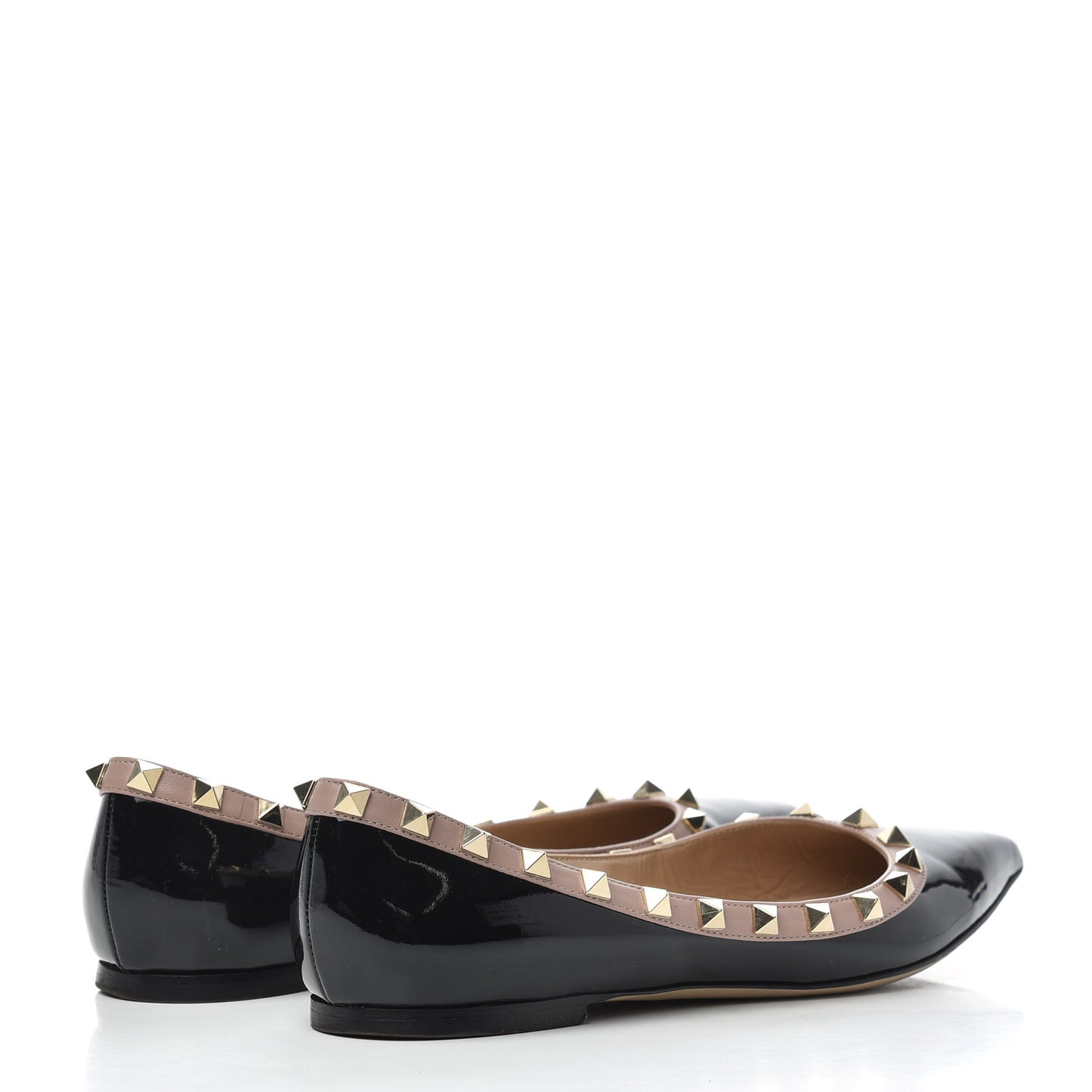 Patent Nappa Rockstud Ballerina Flats 37.5 Black Poudre