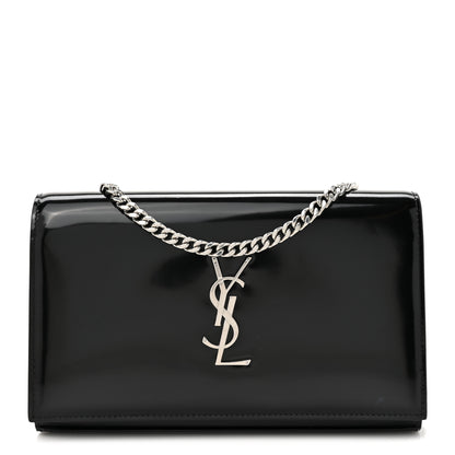 Saint Laurent Glazed Calfskin Cassandre Wallet On Chain WOC Black 1 of 11