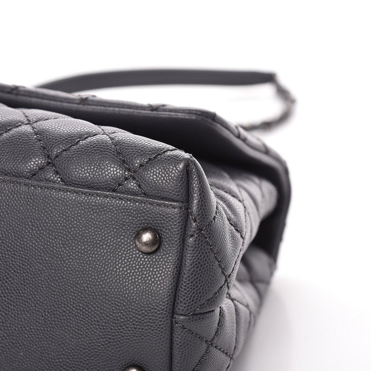 Caviar Quilted Small Coco Handle Flap Gray