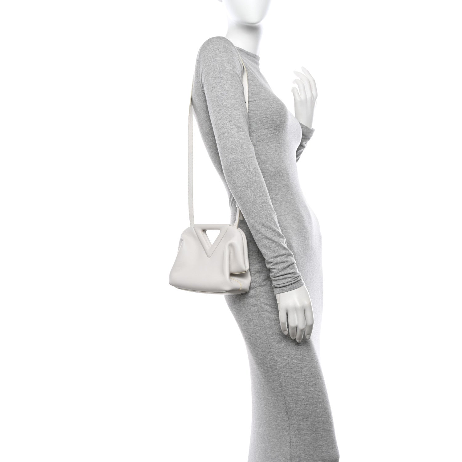 Bottega Veneta Calfskin Small The Point Triangle Bag Chalk 2 of 15