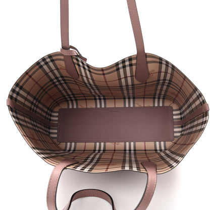 Burberry Grainy Calfskin Haymarket Check Medium Reversible Tote Light Elderberry 8 of 18