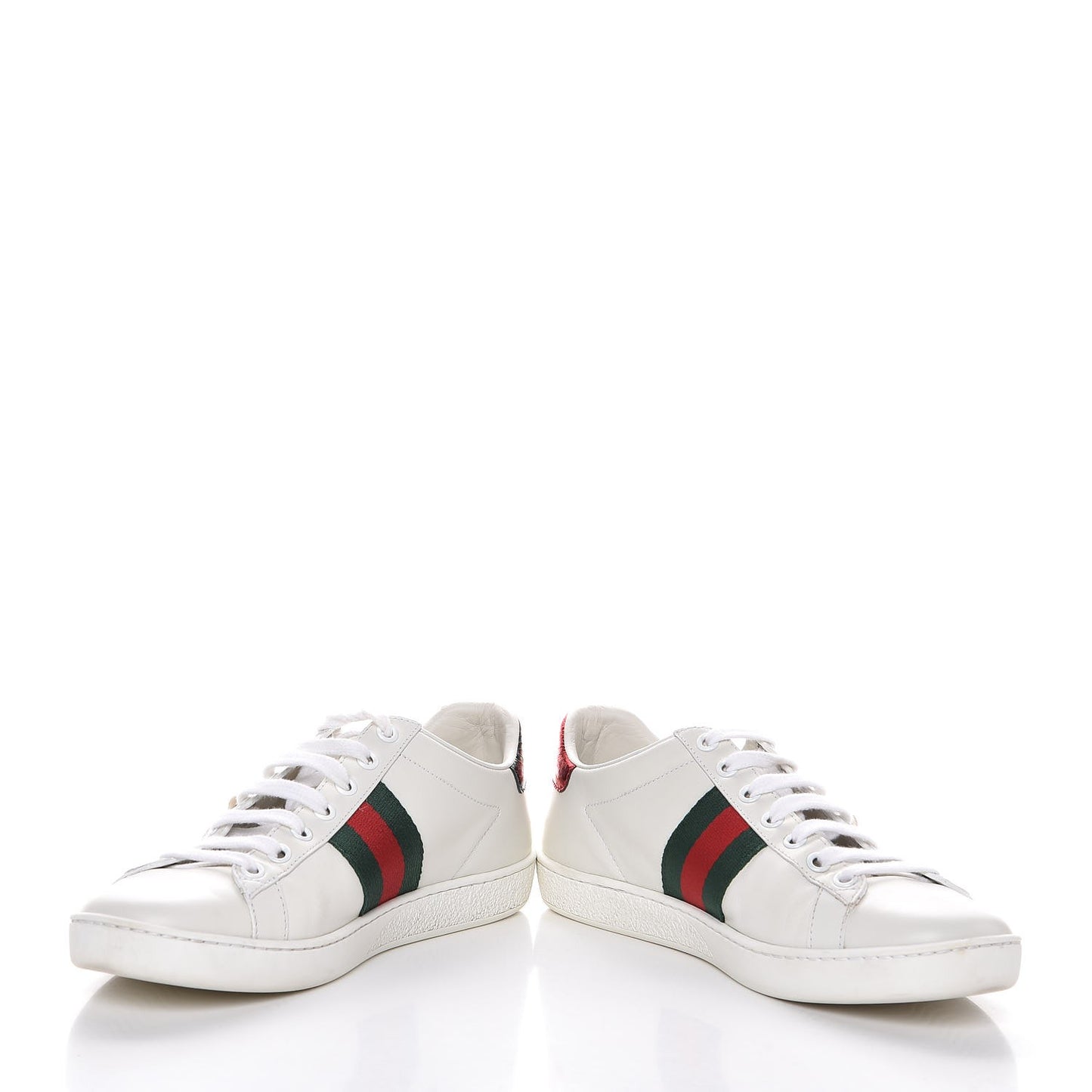 Calfskin Web Pearl Studded Ace Sneakers 37 White