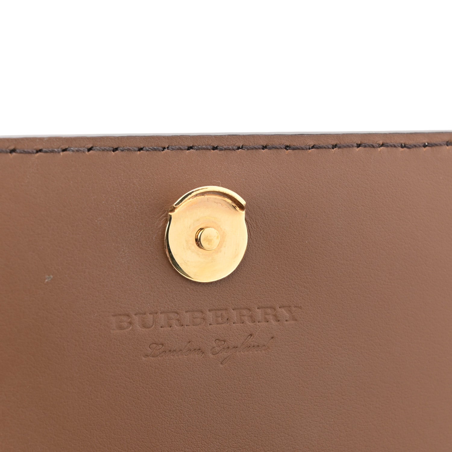 Burberry Grained Calfskin House Check Tartan Mix Hampshire Wallet On Chain Tan 6 of 12